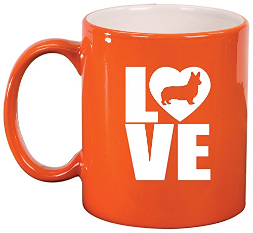Ceramic Coffee Tea Mug Cup LOVE Corgi (Orange)