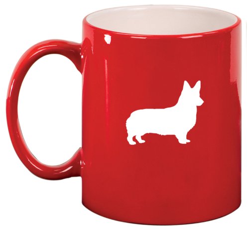 Red Ceramic Coffee Tea Mug Corgi Puppy Dog