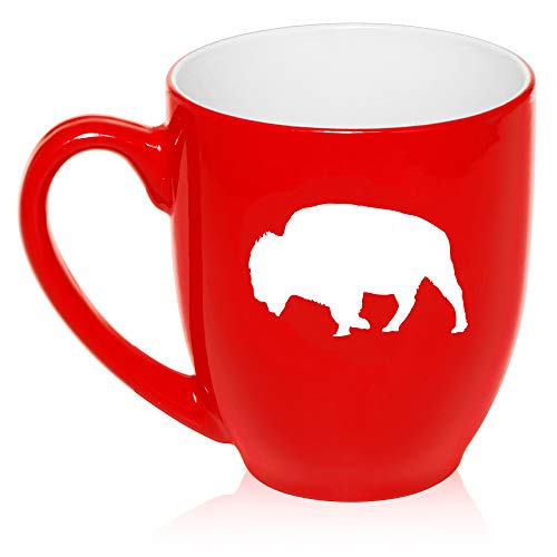 16 oz Large Bistro Mug Ceramic Coffee Tea Glass Cup Buffalo (Red)
