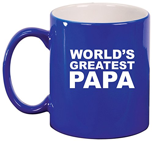 Ceramic Coffee Tea Mug Cup World's Greatest Papa (Blue)
