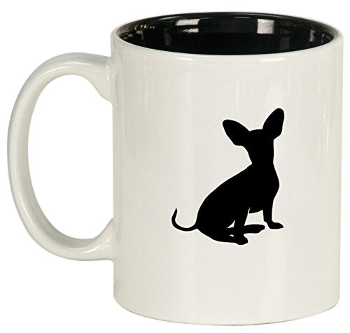 Ceramic Coffee Tea Mug Cup Chiweenie (White)