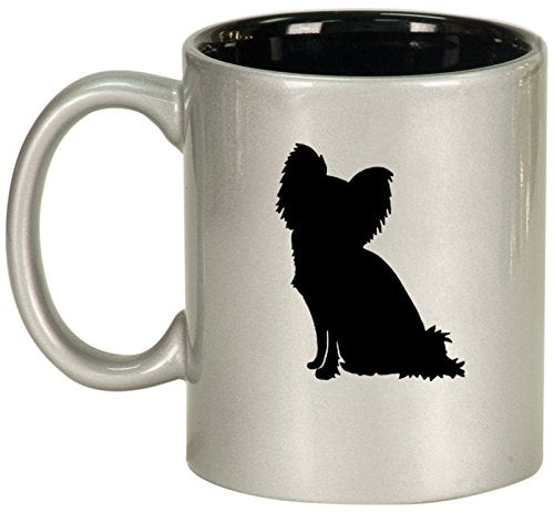 Ceramic Coffee Tea Mug Cup Papillon (Silver)