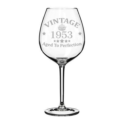 Wine Glass Goblet 65th Birthday Vintage Aged To Perfection 1953 (20 oz Jumbo)