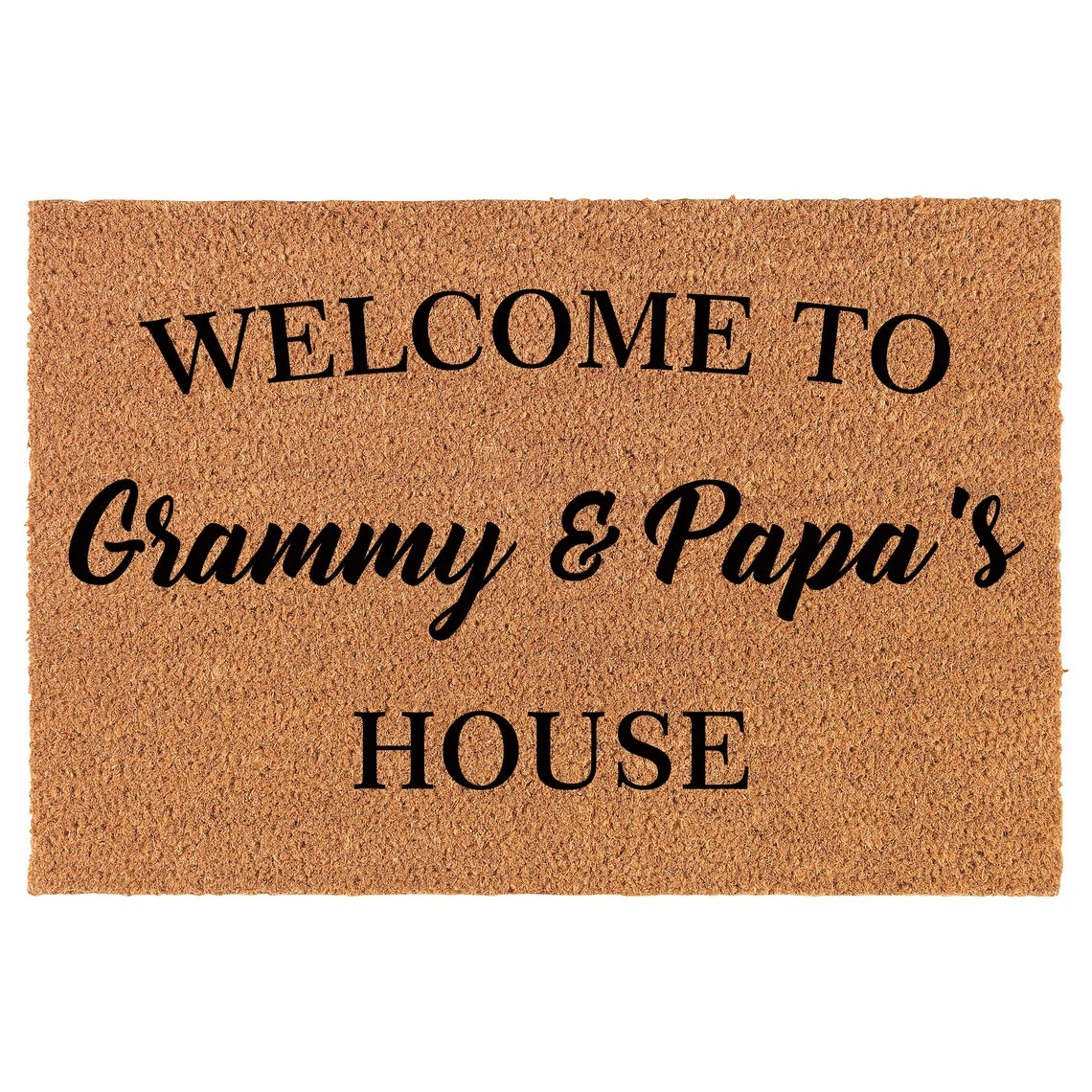 Coir Doormat Front Door Mat New Home Closing Housewarming Gift Welcome to Grammy and Papa's House Grandma Grandpa Grandparents Grandmother Grandfather (30" x 18" Standard)