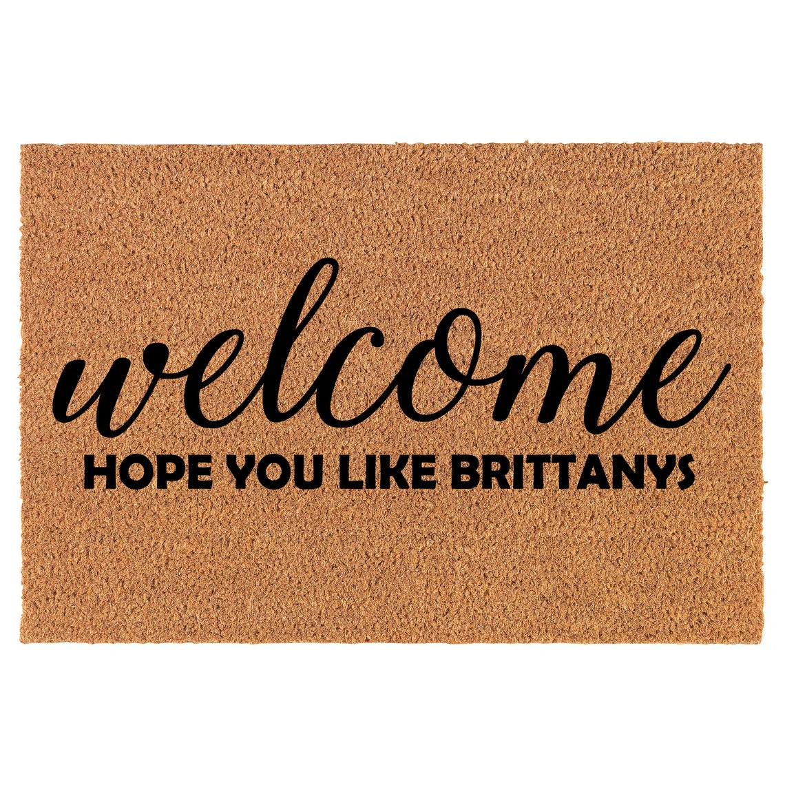 Coir Doormat Front Door Mat New Home Closing Housewarming Gift Welcome Hope You Like Brittanys Brittany Spaniel Dog (30" x 18" Standard)