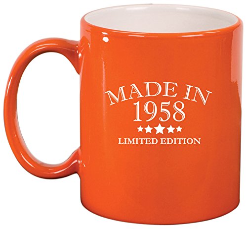 Ceramic Coffee Tea Mug Cup Made In 1958 Birthday 60th Birthday (Orange)