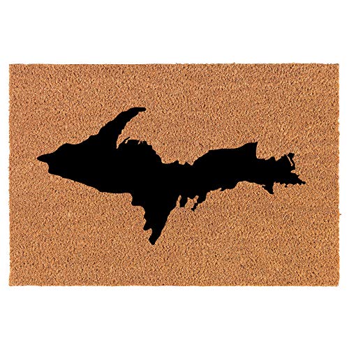 Coir Doormat Front Door Mat New Home Closing Housewarming Gift Upper Peninsula Michigan (24" x 16" Small)