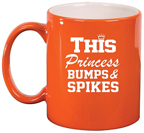 Ceramic Coffee Tea Mug Cup This Princess Bumps & Spikes Volleyball (Orange)
