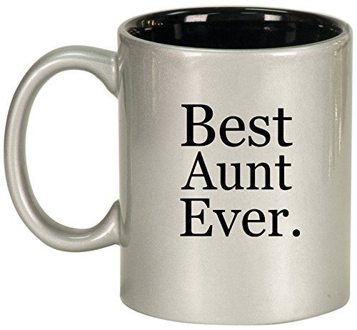 Ceramic Coffee Tea Mug Cup Best Aunt Ever (Silver)