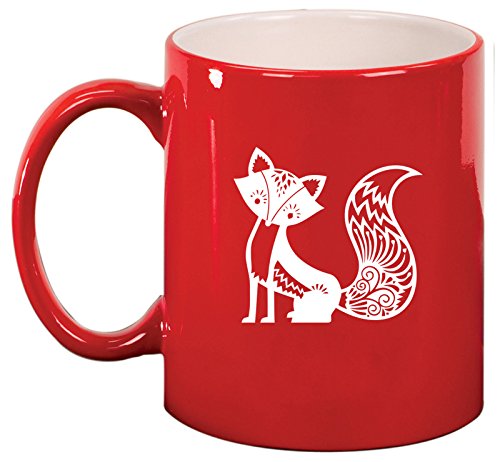 Ceramic Coffee Tea Mug Cup Fancy Fox (Red)