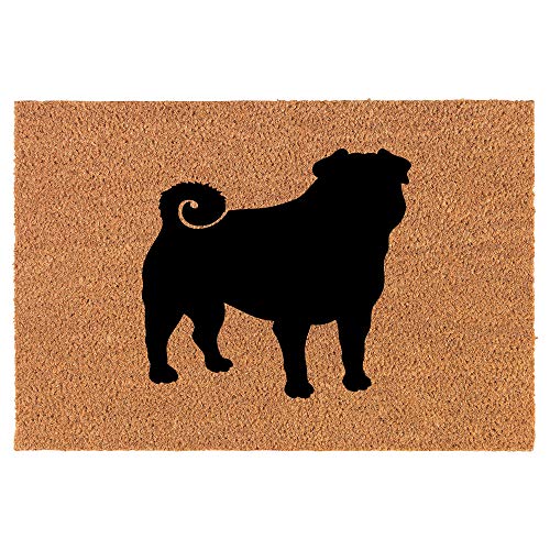 Coir Doormat Front Door Mat New Home Closing Housewarming Gift Pug (24" x 16" Small)