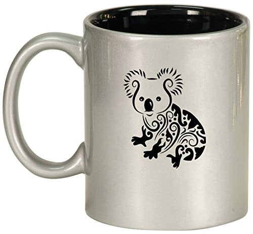 Ceramic Coffee Tea Mug Cup Fancy Koala Bear (Silver)