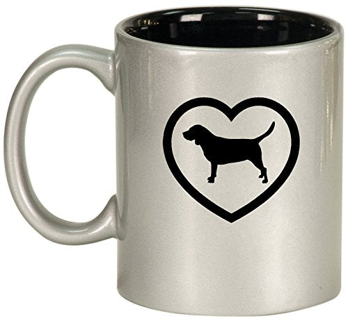 Ceramic Coffee Tea Mug Cup Beagle Heart (Silver)