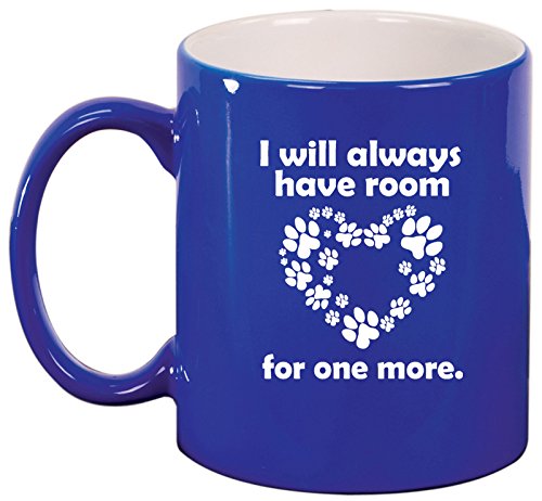 Ceramic Coffee Tea Mug Cup Room for One More Dog Cat Animal Paw Print (Blue)