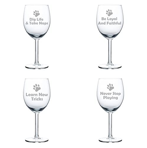 Set of 4 Wine Glass Goblet Dog Wisdom Collection (10 oz),MIP