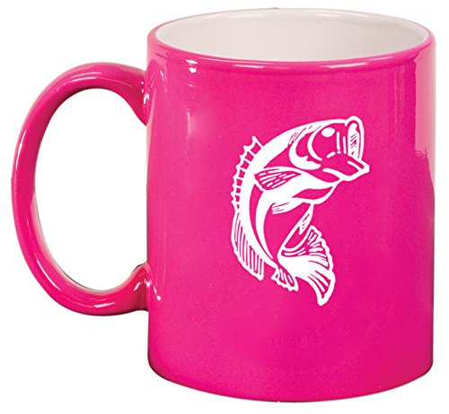 Ceramic Coffee Tea Mug Cup Bass Fish (Pink)