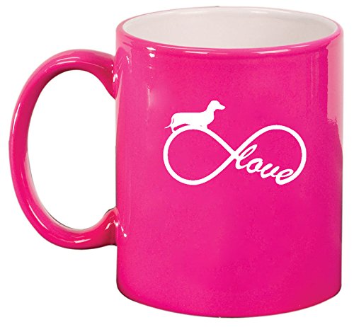 Ceramic Coffee Tea Mug Infinity Love Dachshund (Hot Pink)