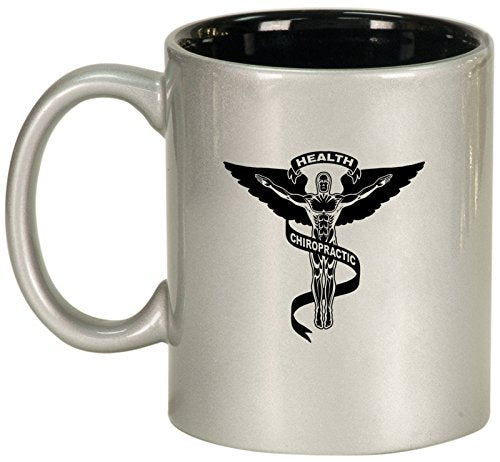 Ceramic Coffee Tea Mug Chiropractic Symbol (Silver)
