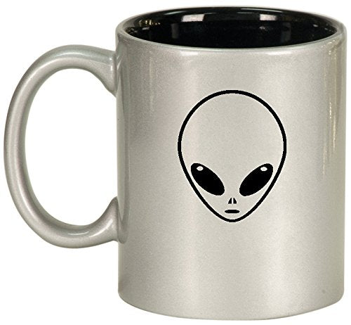 Ceramic Coffee Tea Mug Cup Alien Head (Silver)