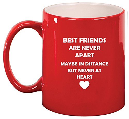 Ceramic Coffee Tea Mug Cup Best Friends Long Distance Love (Red)