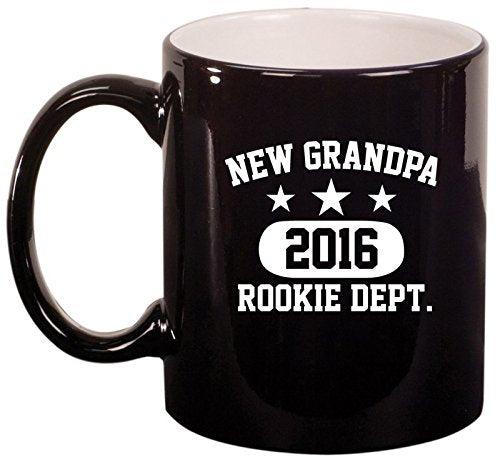 Ceramic Coffee Tea Mug Cup New Grandpa 2016 Grandfather Rookie Dept (Black)