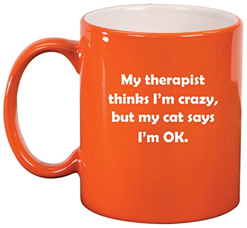 Ceramic Coffee Tea Mug Cup My Cat Therapist (Orange)