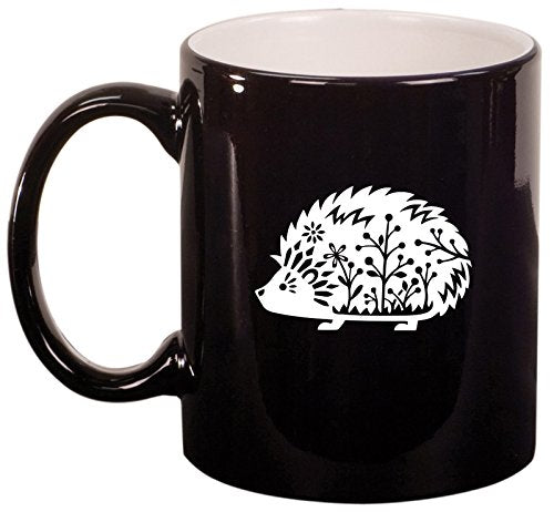Ceramic Coffee Tea Mug Cup Fancy Hedgehog (Black)