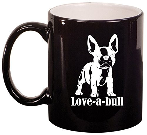 Ceramic Coffee Tea Mug Cup Love-a-bull French Bulldog (Black)