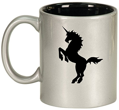 Ceramic Coffee Tea Mug Cup Unicorn (Silver)