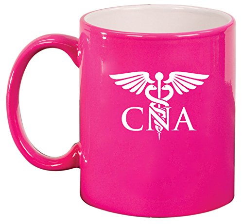 Ceramic Coffee Tea Mug CNA Nursing Assistant Medical Symbol (Hot Pink)