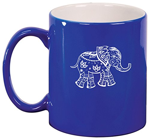 Ceramic Coffee Tea Mug Cup Festive Elephant (Blue)