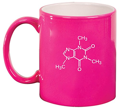 Ceramic Coffee Tea Mug Caffeine Molecule (Hot Pink)