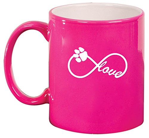 Ceramic Coffee Tea Mug Infinity Love for Animals (Hot Pink)