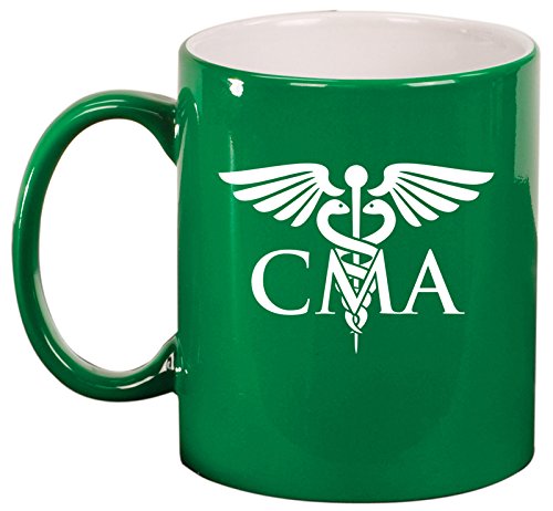 Ceramic Coffee Tea Mug Cup CMA Certified Medical Assistant (Green)