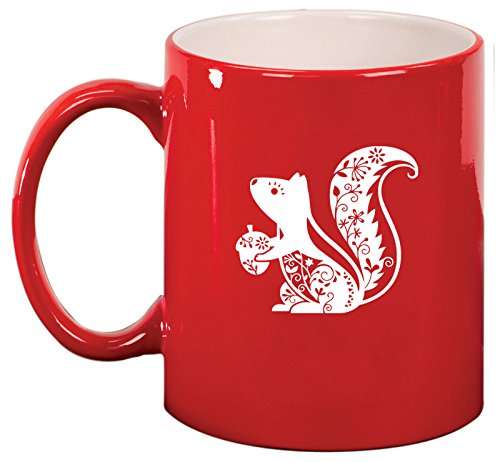 Ceramic Coffee Tea Mug Cup Fancy Squirrel (Red)