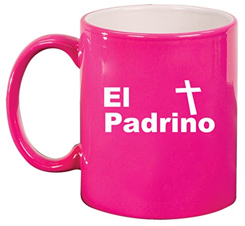 Ceramic Coffee Tea Mug Cup El Padrino Christening Baptism Godfather (Pink)