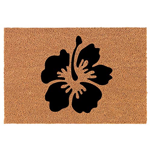 Coir Doormat Front Door Mat New Home Closing Housewarming Gift Hibiscus Flower (24" x 16" Small)