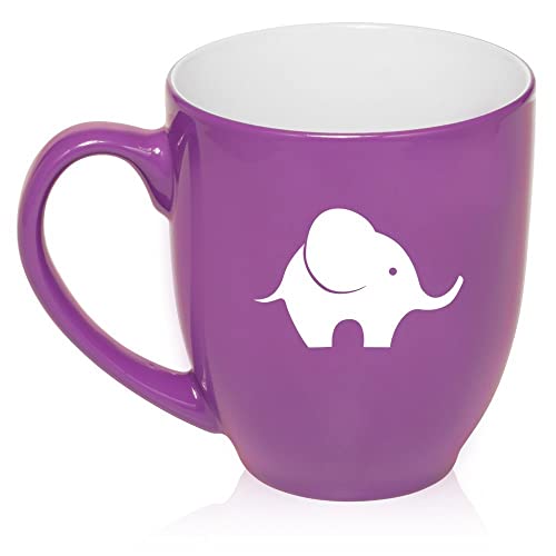 16 oz Purple Large Bistro Mug Ceramic Coffee Tea Glass Cup Baby Elephant,MIP