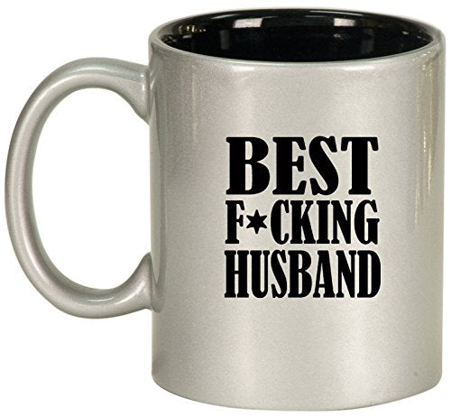 Ceramic Coffee Tea Mug Cup Best F ing Husband (Silver)
