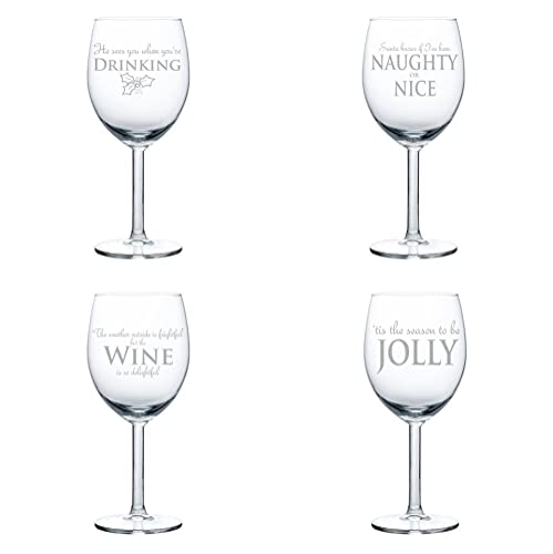 Set of 4 Christmas Collection Wine Glass Goblet (10 oz),MIP