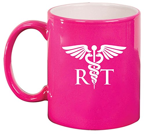 Ceramic Coffee Tea Mug Cup RT Respiratory Therapist Therapy (Pink)