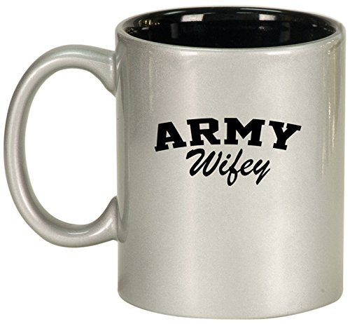 Ceramic Coffee Tea Mug Cup Army Wifey (Silver)