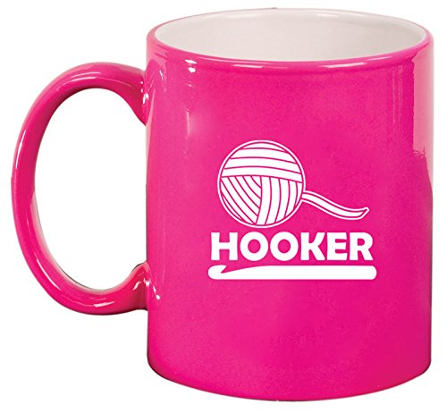 Ceramic Coffee Tea Mug Cup Funny Crochet Hooker (Pink)