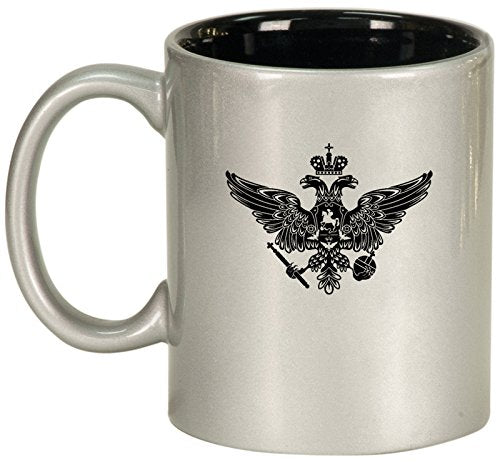 Ceramic Coffee Tea Mug Cup Russia Russian Eagle (Silver)
