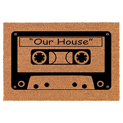 Coir Doormat Front Door Mat New Home Closing Housewarming Gift Our House Mix Cassette Tape Retro Funny (24" x 16" Small)