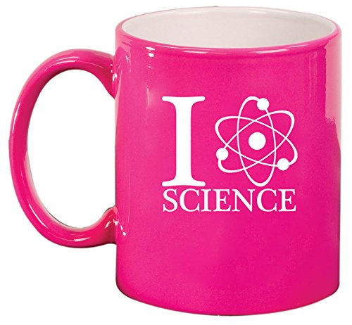 Ceramic Coffee Tea Mug Atoms I Love Science (Hot Pink)