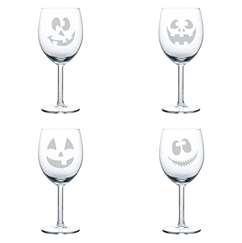 Set of 4 Wine Glass Goblet Jack O' Lanterns Halloween Collection (10 oz),MIP