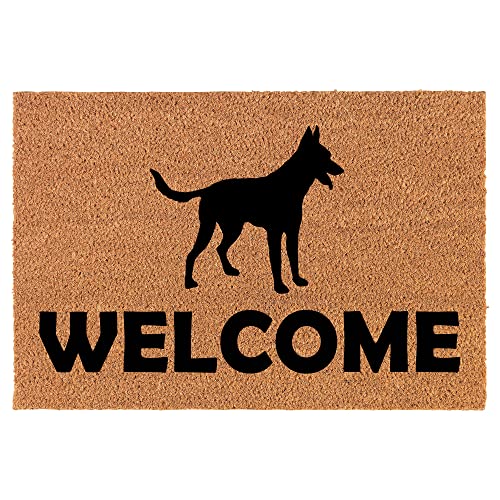 Coir Doormat Front Door Mat New Home Closing Housewarming Gift Welcome Belgian Malinois (24" x 16" Small)