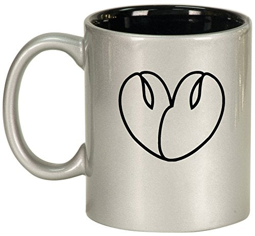 Ceramic Coffee Tea Mug Cup Lobster Love (Silver)