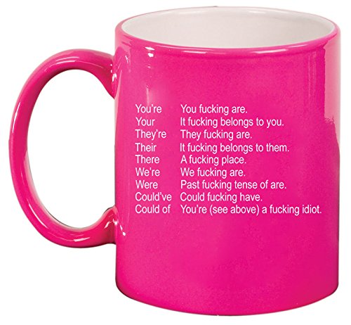 Ceramic Coffee Tea Mug Cup Funny Grammar Key (Pink)